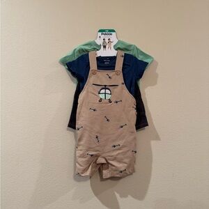 NWT Pekkle Baby Overalls and T-Shirt Set